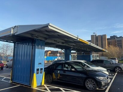 NHS Scotland welcomes its first pop-up solar car park and electric vehicle charging hub