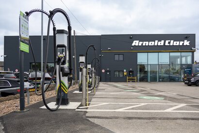 Rapid EV chargers, Huddersfield. Courtesy of Arnold Clark Charge.