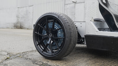 In-wheel motor closeup. Courtesy of Watt Electric Vehicle Company and Donut Lab.
