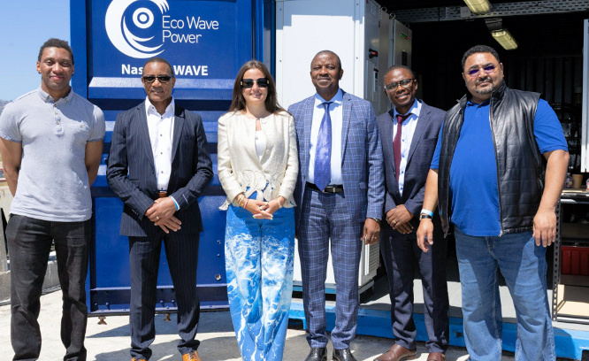 Africa Great Future Development Ltd (AGFDL) Team at the Port of Los Angeles Opening. Courtesy of Eco Wave Power.