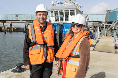 Diego Miguez and Marie Kelly of ORE Catapult at Pembroke Dock. (ORE Catapult)