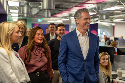 California Governor Gavin Newsom visiting Octopus