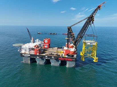 East Anglia Three offshore converter station jacket beds down in the North Sea