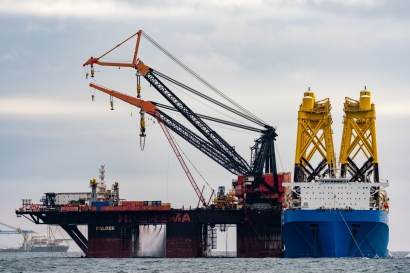 Installation of First Turbine Jacket At Neart na Gaoithe Offshore Wind Farm