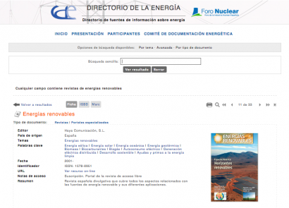 Nueva base de datos online especializada en energía y medioambiente
