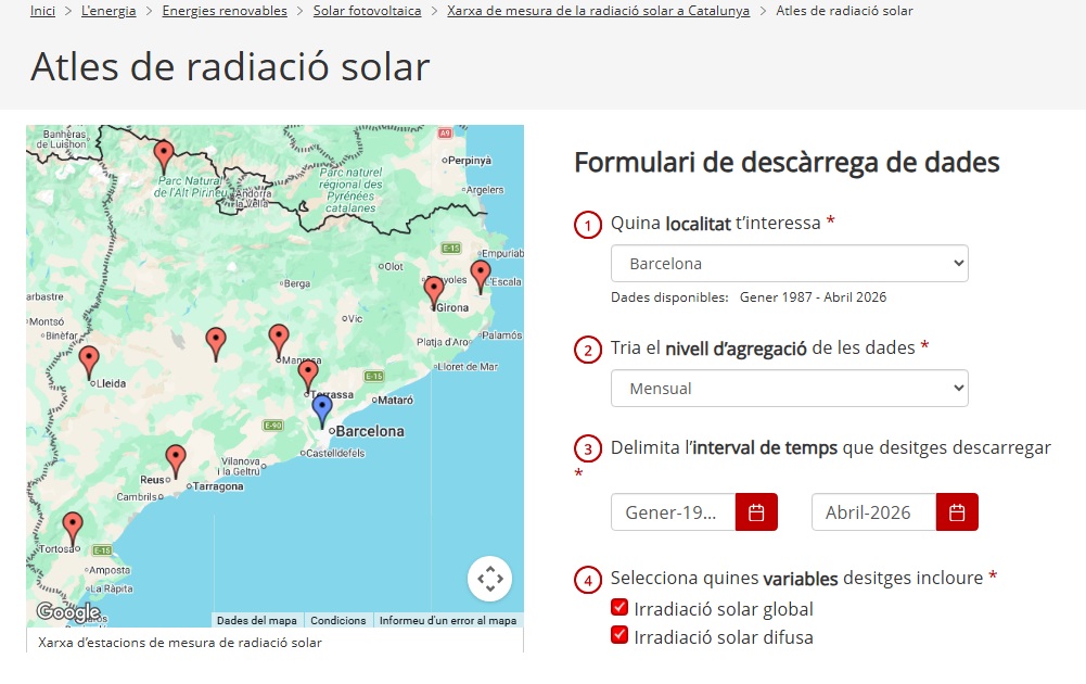 La Generalitat publica el nuevo Atlas de Radiación Solar de Cataluña