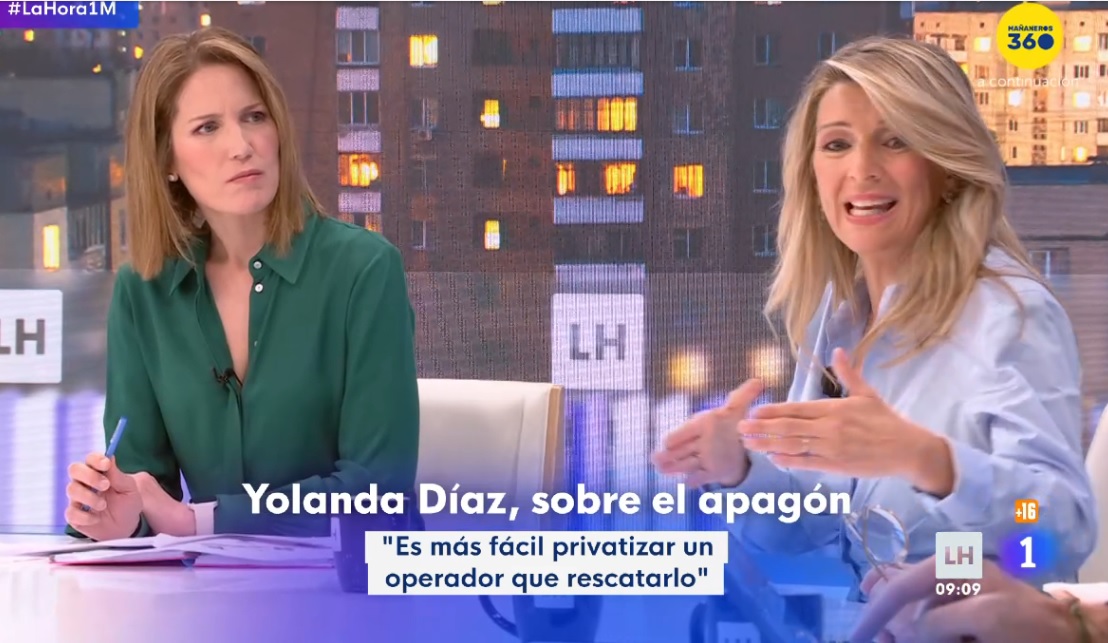 La vicepresidenta Yolanda Díaz considera "inaudito" que las eléctricas hayan negado la información del apagón