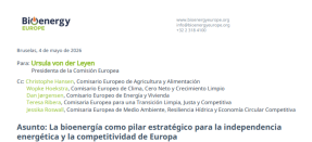 Bioenergy Europe plantea a la Comisión Europea una mayor integración de la bioenergía en su estrategia energética