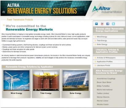 Altra Industrial Motion launches website for the renewable energy industry