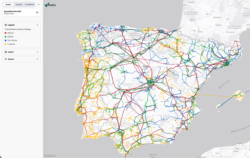 eRoots mapa electrico digital
